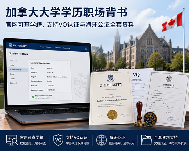 加拿大大学学历职场背书：官网可查学籍，支持VQ认证与海牙公证全套资料
